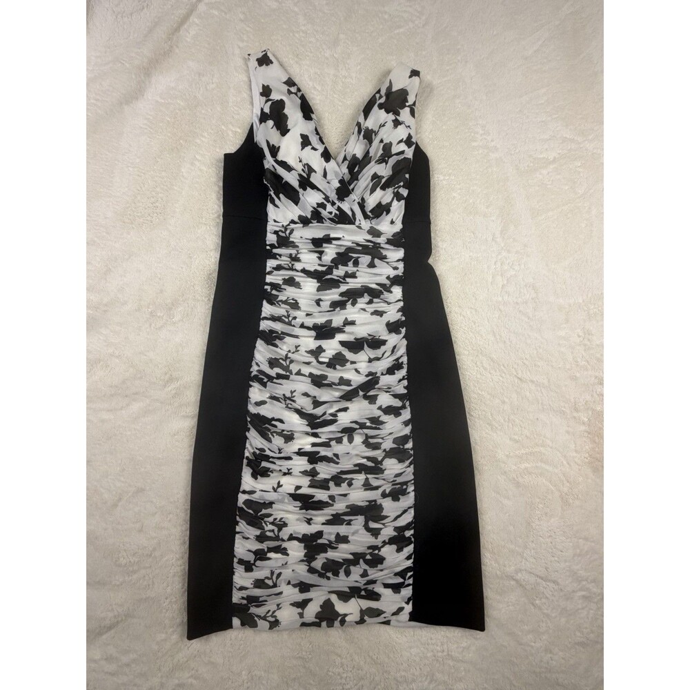 WHITE HOUSE BLACK MARKET Dress Floral Ruched Slimming Sleeveless 10